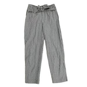 UEC FREE PEOPLE GINGHAM GREEN WHITE CHECKED PAPERBAG PANTS SZ 8